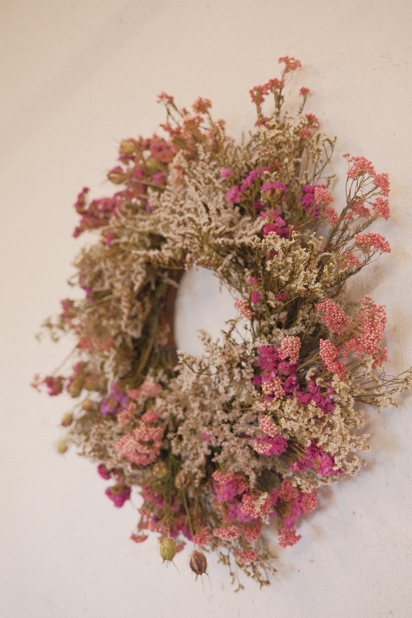 Dried Flower Wreath - Pinks