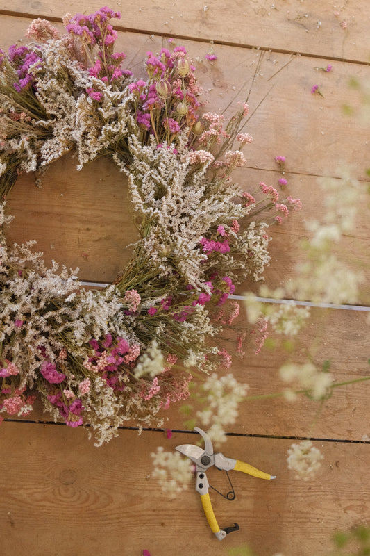 Dried Flower Wreath - Pinks